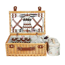 ZYBB Picnic Basket Wicker with Cutlery Insulation Bag Napkin Willow for 4 People (Color:B)