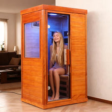 Caforkp Indoor Low EMF Far Infrared Sauna Room, Okoume Wood, 6 Carbon Fiber Heaters, Bluetooth & 7-Color Therapy