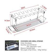 NRFJFOP BBQ Beef Chicken Leg Wing Grill Rack 14 Slots Stainless Steel Barbecue Drumsticks Holder Smoker Oven Roaster Stand with Drip Pan