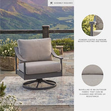 Signature Design by Ashley North Island Outdoor Rocking Chair, 360‑Degree Swivel Lounge Seating with Powder‑Coated Aluminum Frame and UV‑Resistant Nuvella® Fabric for Patio or Porch, Gray
