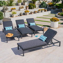 Great Deal Furniture Outdoor Mesh Chaise Lounge Set of 4 Dark Grey + Black