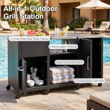 LDAILY 59 Inch Outdoor Grill Table with Stainless Steel Top