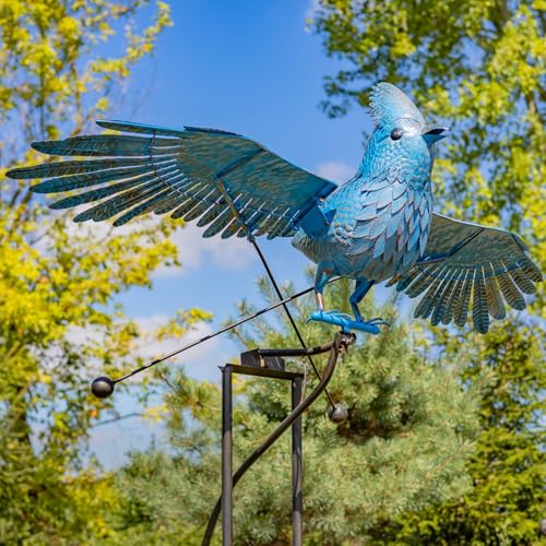 Large Rocking Animals with Flapping Wings Garden Stakes (Blue, Blue Jay)