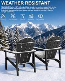 FOLAWO Adirondack Chair Set of 8, HDPE Outdoor Fire Pit Chairs, Black