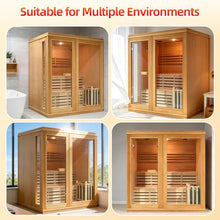 amocane Traditional Steam Sauna with WiFi Control, 4-6 Person Luxurious Indoor Sauna with 6KW Harvia Stove Heater, Canadian Hemlock Wood Sauna Room for Steam Wet Home Saunas Spa, Wooden Bucket, 220V
