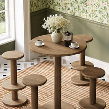 Modway Neo Round Wood Patio Bar Table and Stools Set in Cocoa Brown - 5-Piece Indoor/Outdoor Modern High Top Bar Set for Patio Or Kitchen