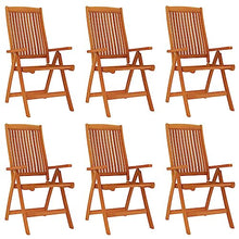 WDGJJFECNMUEHI 7 Piece Patio Dining Set Solid Wood Eucalyptus Extendable Table with 6 Reclining Chairs, Outdoor Garden Furniture Set for Backyard, Poolside, Foldable Waterproof Rustic Design