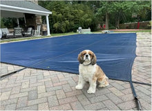 GAZOGJ Dustproof Pool Protector Pool Cover Winter Inground Pool Safety Cover for Rectangle/Oval/Kidney Shaped Pools, High Strength Pp Mesh, Solid Safety Pool Covers, Hardwa,Blue-5m x 9m/16ft x 29.5ft