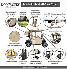 DOORWORKS GOLF CART ENCLOSURES Black Vinyl Golf Cart Cover for EZGO TXT 14+ - Track-Style Marine Grade - Fits Golf Bags, Utility Box or Rear Facing Seat