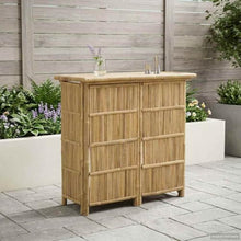 ZXQVLMRS Bamboo Outdoor Bar Table, High Counter Table with Shelves for Patio, Deck, Garden, and Backyard, 45.28 x 21.65 x 41.34 in
