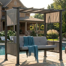 PATIOPIA 3-4 Seat Porch Swing Bed, 2-in-1 Pergola Swing Bench, Garden Swing