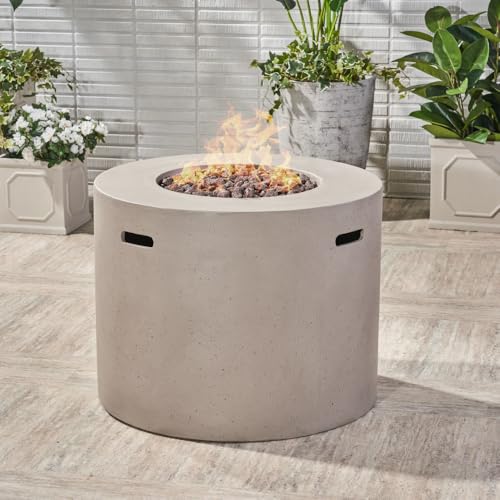 Premium Magnesium Oxide Outdoor Fire Pit with High-Output Burner for Backyard Gatherings and Patio Ambiance (Light Grey + Magnesium Oxide)