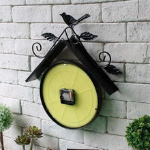 Wall Clock Art Clock Wall Clock, Vintage Wrought Iron Art Bird House Design Garden Clocks Outdoor Waterproof Clock Wall Decor Clock