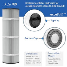 Excel Replacement Pool Filters for Jacuzzi Tri-clops TC-600 (Round) | Replaces C-7452, FC-1494 and PJC-180-M4 Cartridges | XLS-789 3PACK Filters