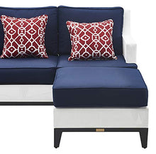 Tommy Hilfiger Hampton Modern White Mesh Outdoor Patio Furniture Collection Gunmetal Frame, Sectional, White & Navy