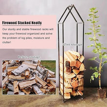 Innovz 4 ft Outdoor Heavy Duty Firewood Rack, Log Storage Holder Stacker Organizer, Large Fire Wood Pile Store Shelf for Fireplace/Fireside/Porch(Black)