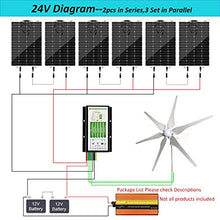 1120 Watts 24 Volt Solar Wind Power Kit: 1pc 400 Watt Wind Turbine Generator + 6pcs 120W Monocrystalline Solar Panels + Solar Wind Hybrid Controller + Z Brackets Mount