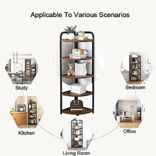 KAJIAO 3-Tier/4-Tier/5-Tier Corner Bookshelf, Industrial Black Metal Corner Ladder Shelf with Metal Frame, Corner Storage Rack Plant Stand for Living Room, Bedroom, Balcony(5tier)