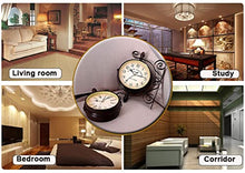 ERTTGWGF 8in Retro Metal Double Sided, Silent Double Sided Station Clock, Battery Operated Decor Double Sided Hanging Clock for Outdoor Courtyard Garden