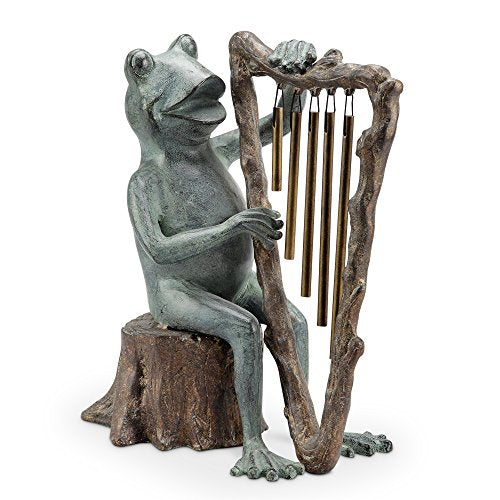 Frog and Harp Tube Windchime and Garden Sculpture