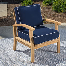 Tortuga Outdoor Jakarta Teak 5-Piece Outdoor Furniture Set with Navy Cushions Brown