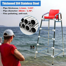 DLYZAYE High Stool Ground Pool Ladder Lifesavers Observation Chair with Hook & Umbrella Jack Hole, 304 Stainless Steel Swimming Competition Referee Chairs, 1.9m Tall Lifeguards's Chair