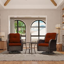Gardenbee 5 Piece Outdoor Patio Furniture Set Wicker Conversation Set with Swivel Rocking Chairs and Ottomans Orange