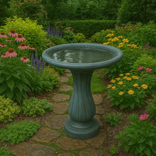 Solid Rock Stoneworks Spiral Birdbath- 29in Tall- Indigo