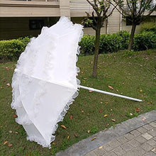 ZOCWJK with Lace 1.4m Large Outdoor Round Foldable Garden Coffee Table Umbrella Beach Camping Terrace Balcony Courtyard Patio for Photo Props Romantic and Beautiful White,