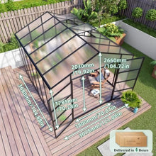 Greenhouse with Aluminium Alloy Frame and High Headroom for Growing Plants, Flowers, Outdoor Plant Green Houses with Drainage Gutter System and Double Door Design for Backyard