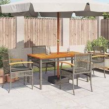 HFXHIJXQ 4-Pack Grey Brown Outdoor Dining Chairs Set 22x21x34 in PE Rattan Wicker Patio Seat with Cushions Modern Garden Balcony Lawn Seating for Patio Poolside Backyard