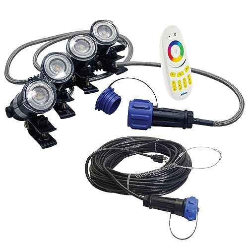Airmax LED Color Changing Fountain Light Set, 4 RGBW Bulbs, 150-Foot Cord