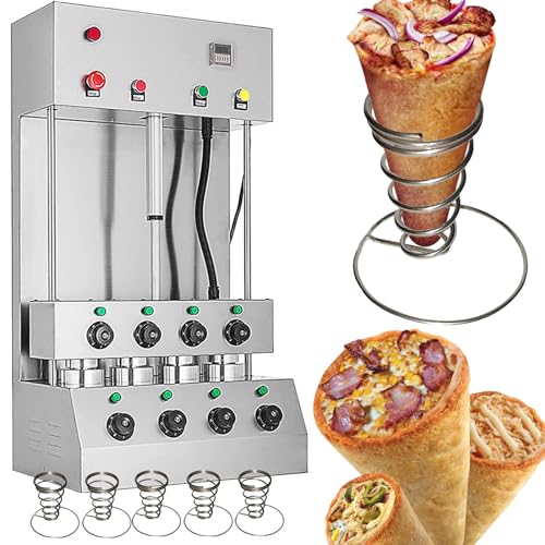 TXMACHINE 4 cone maker machine Outdoor Ovens 12 holes display warmer for pizza shop restaurant hotel home commercial 3000W with 4 molds (pizza cone machine, 220V/50HZ)