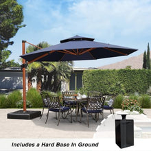OROTLECT 13 FT Round Wood Pattern Cantilever Umbrella Umbrella With Base In Ground,Navy