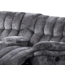 Benzara Manual Recliner Loveseat, Pillow Tufted Dark Gray, 81 Inch