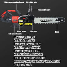 Concrete Cutting Chainsaw, 3200W High-power Handheld Wall Cutting Machine with Water Supply Function, 2 Guide Bars & Saw Blade, for Concrete, Steel, Granite, Red Brick, Stone