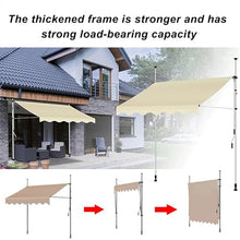 Retractable Patio Awning Adjustable Waterproof Canopy with Hand Crank Balcony Sun Shade Shelter for Windows & Doors - Red & White Frame 400cm Size