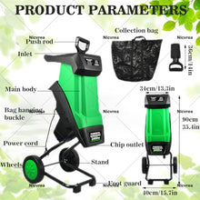 Nicvrea Electric Wood Chipper with Collecting Bag for Garden 50L Large Collector w/Wheels,Leaf Mulcher Shredder Wood Chipper and Shredder