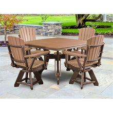 American Furniture Classics Model DS130CTB-K Five Piece Square Dining Height Dining Set in Cedar with a Tudor Brown Base, Made in The USA