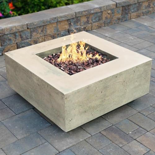 Lakeview Cascata Bay 2 36-Inch Natural Gas Square Fire Pit Table - Natural - SCPH-406-3NG
