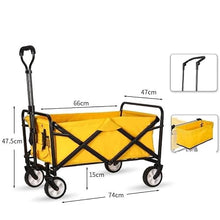 Heavy Duty Folding Wagon Cart, Beach Garden Utility Trolley with Adjustable Handle, Large Capacity, Waterproof, and Rubber Wheels(Grün)