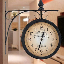 NUHSLF Weatherproof Outdoor Wall Clock,Double-Sided Garden Clocks,Outdoor Iron Ornaments,Easy to Read Precise Timing