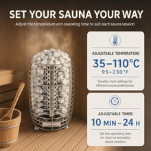MASTLOUFUL Electric Sauna Heater, Stainless Steel Floor-Standing Tower with Open Stone Basket for Traditional Home Sauna Rooms and Indoor Cabins, 3kW 6kW