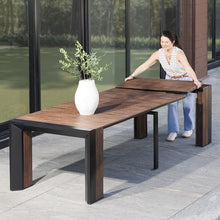 Transformer Extendable Outdoor Dining Table, Dark Walnut, Brown, Table Only