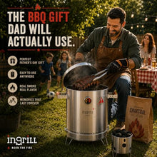 INGRILL Medium 25 lbs Vertical Stainless Steel Barrel Smoker Grill, 3-in-1 Charcoal BBQ to Smoke, Grill & Bake, Low-Smoke Design with Complete Accessory Kit for Backyard, Patio & Camping