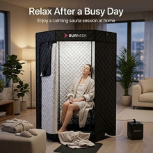 Burneek Home Sauna - Portable Sauna for Home - Steam Saunas for Home with 1600W Steam Unit - Heats to 150°F- Insulated Cover, Portable Chair, Floor Mat, Remote Control, & Carry Bag, Indoor Sauna