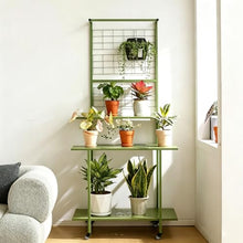 Hanging Plant Stand With Trellis & Hanging Bar Indoor Plant Display Shelf