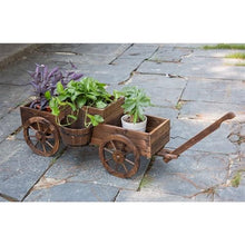 SUNESA Plants Flower Pots Creative Wood Rotatable Four-Wheeled Flower Pots Flower Wagon Flower Box Outdoor Patio Decorative Flower Stand Gardening Pot