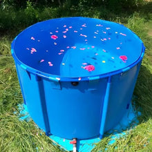 Round Canvas Fish Pond Pool with Bracket, Large Portable Foldable Bathtub, Pool Above Ground, Easy to Install, for Culture Agricultural Irrigation Water Storage ( Color : Blue , Size : 1.2x0.6m/47x24i