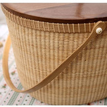 Wicker Picnic Basket with Portable Wine Table, Woven Basket with 2 Swing Handles, Empty Large Basket for Picnic, Outdoor, Camping, Family, Party, Wedding Gifts for Couple,B
